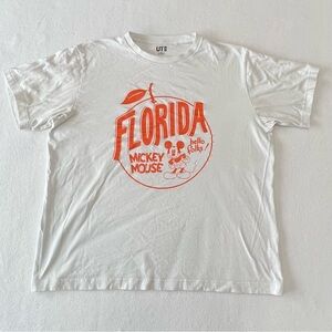 Disney Mickey Mouse Hello Folks! Florida Orange White Uniqlo T-shirt Size XL